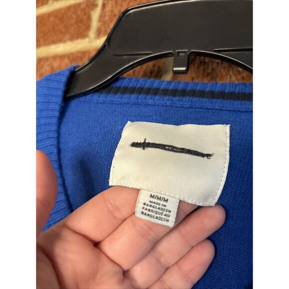 American Eagle Men’s Vneck Sweater Blue Medium - Picture 6 of 7